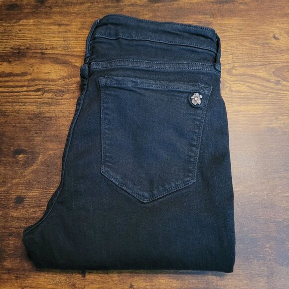 Black Orchard Jeans Womens 28 Jude Mid Rise Skinny Dark Green Comfort Stretch - Picture 3 of 11